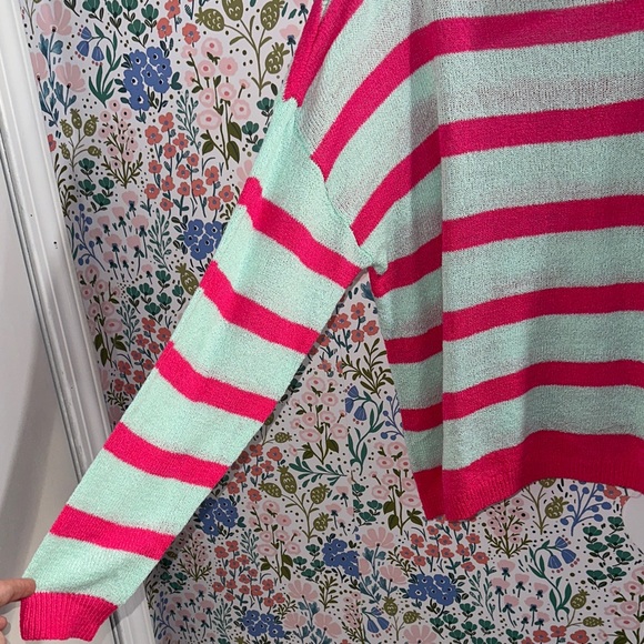Vibrant Striped Sweater in Pink and Turquoise - Picture 5 of 7